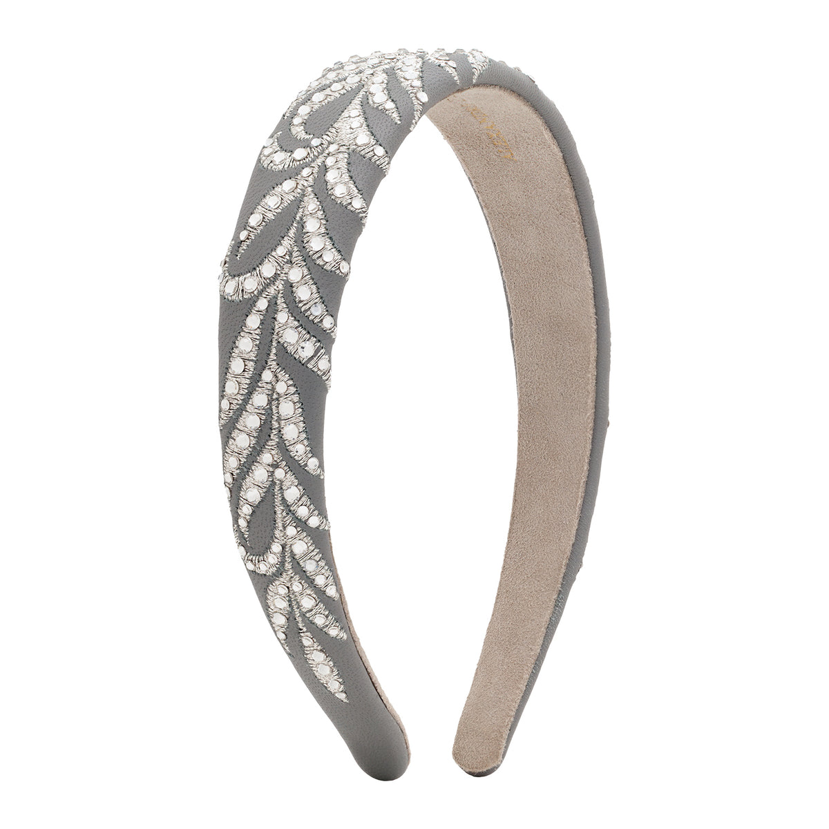 25 mm leather hair band decorated with embroidery and 