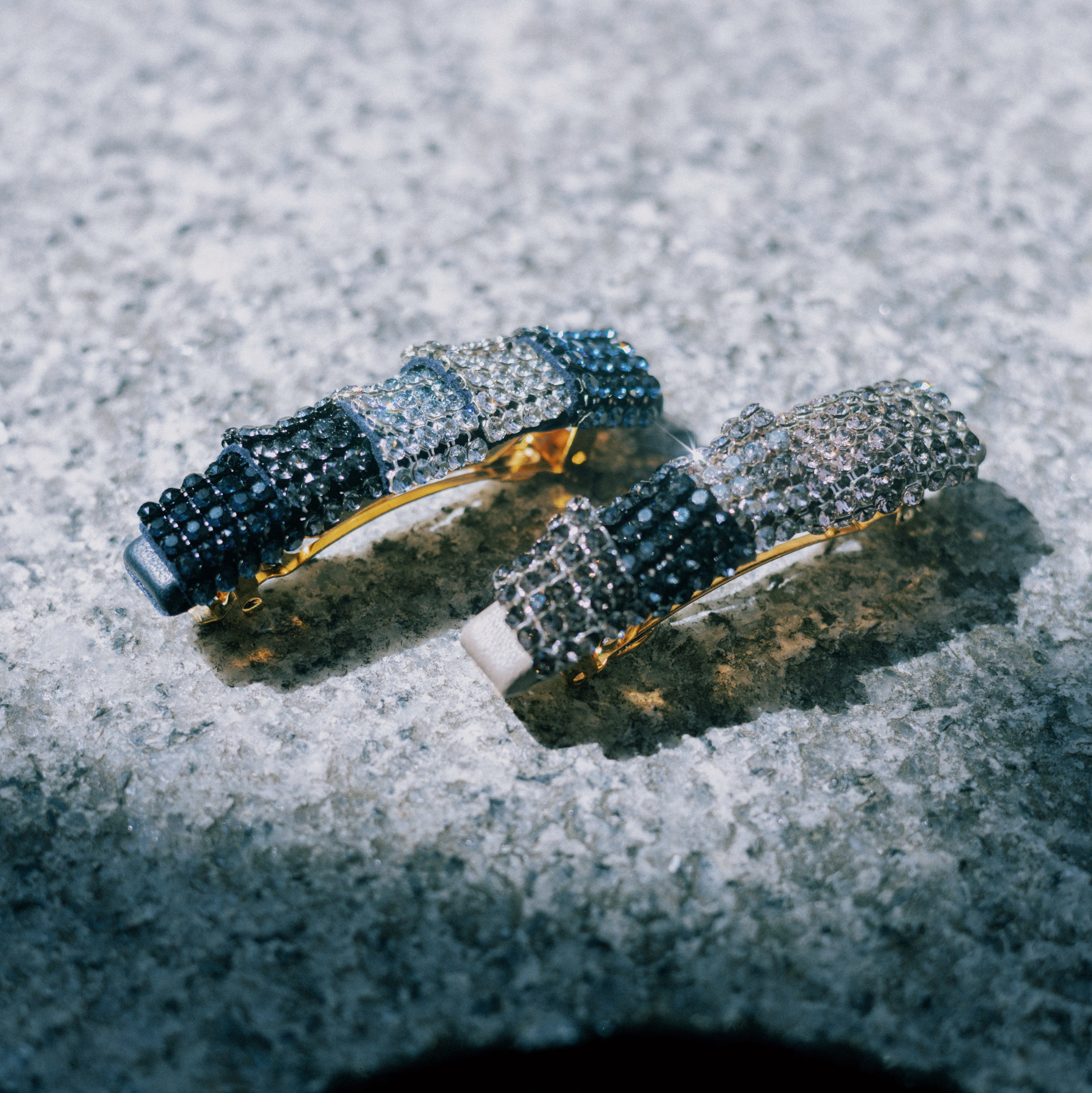 6 cm auto leather barrette decorated with European crystals