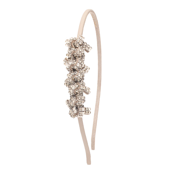 3 mm leather hair band decorated with European crystals