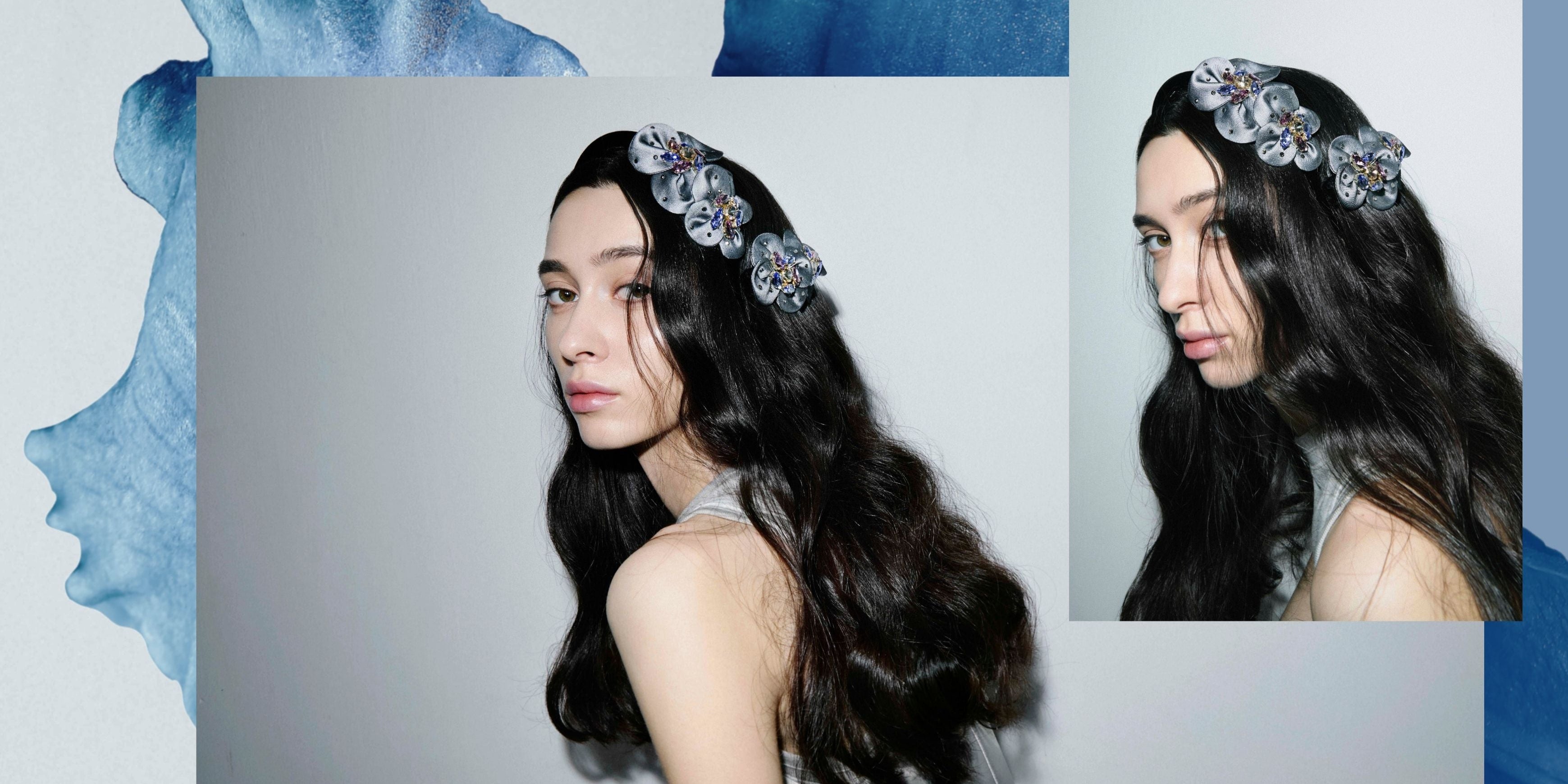 【ALEXANDRE ZOUARI】美品！　カチューシャ　花　ストーン ALEXANDRE ZOUARI】美品！ カチューシャ 花 ストーン