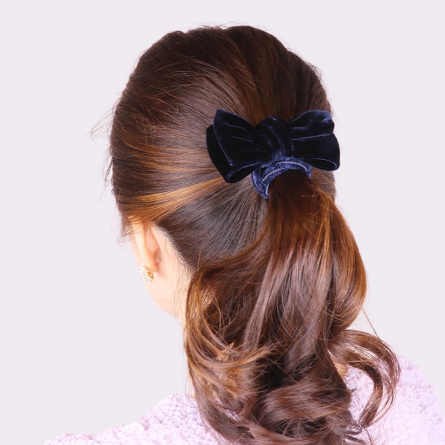 Silk velvet bow pony elastic