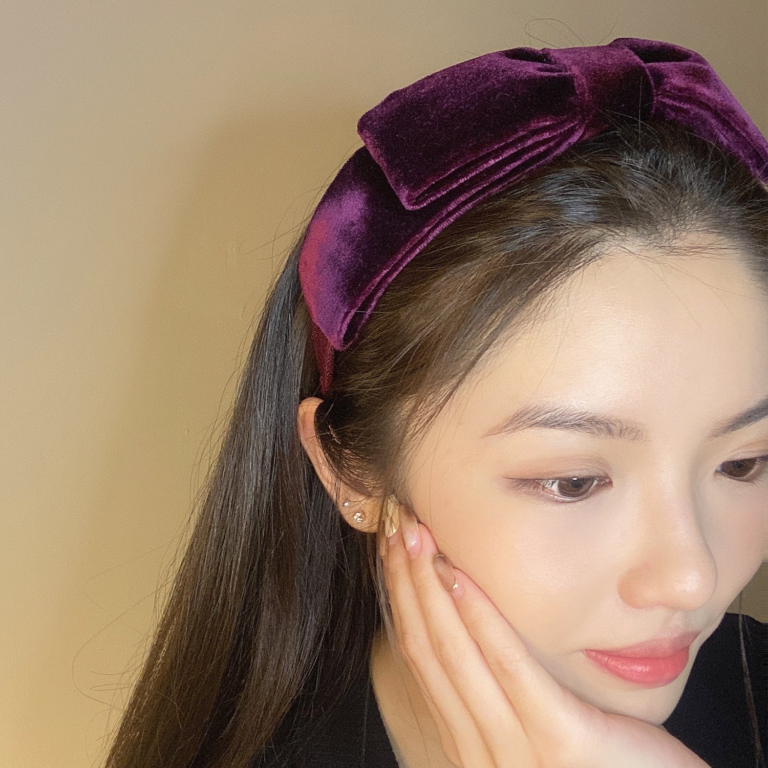 35 mm silk velvet bow hair band